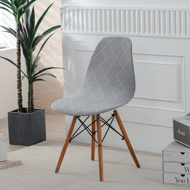 Debeli žakardni navlaka za stolicu u obliku školjke, Eames stil, kućna uporaba, geometrijski uzorak, nordijski stil, protuklizna, otporna na habanje
