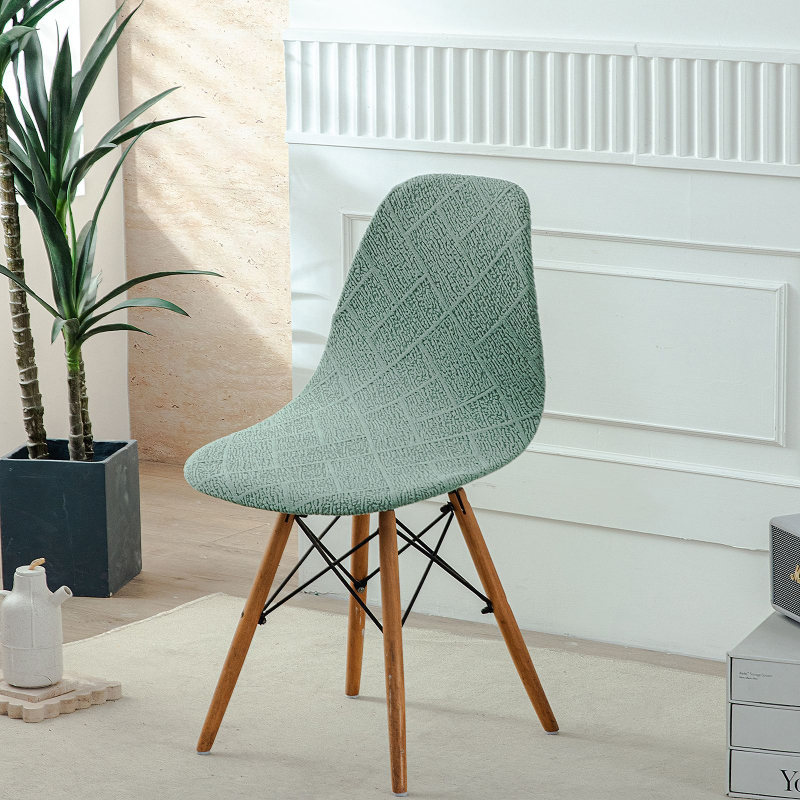 Debeli žakardni navlaka za stolicu u obliku školjke, Eames stil, kućna uporaba, geometrijski uzorak, nordijski stil, protuklizna, otporna na habanje
