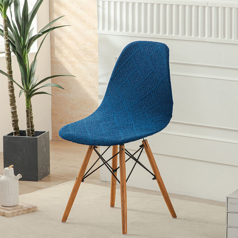 Debeli žakardni navlaka za stolicu u obliku školjke, Eames stil, kućna uporaba, geometrijski uzorak, nordijski stil, protuklizna, otporna na habanje