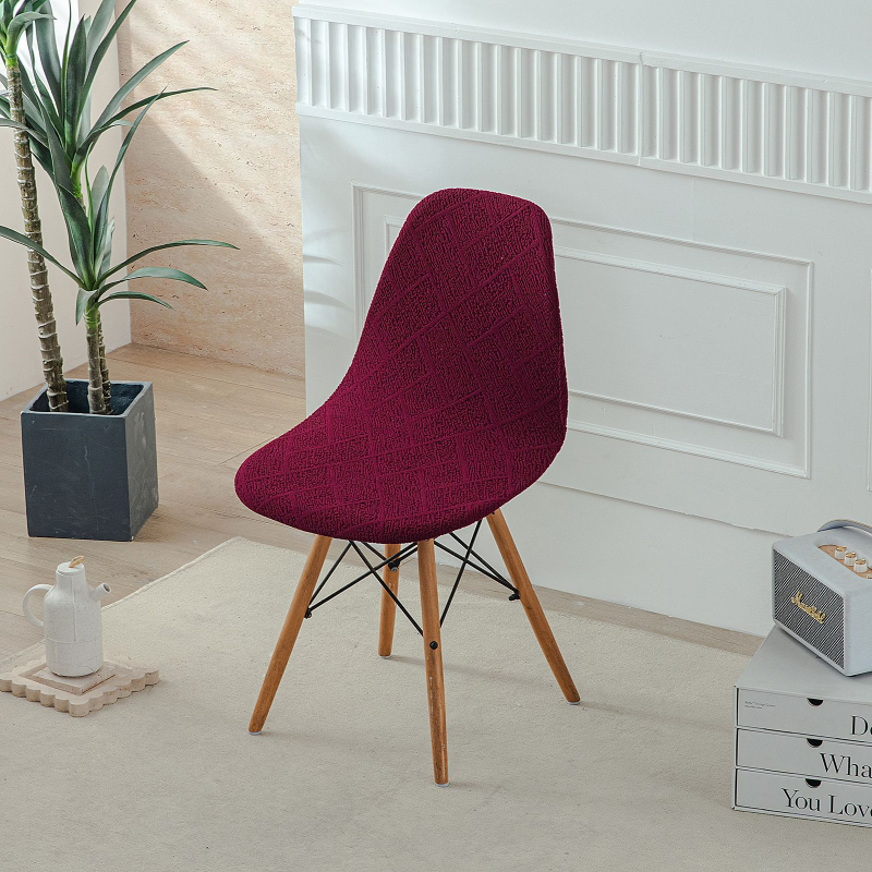 Debeli žakardni navlaka za stolicu u obliku školjke, Eames stil, kućna uporaba, geometrijski uzorak, nordijski stil, protuklizna, otporna na habanje