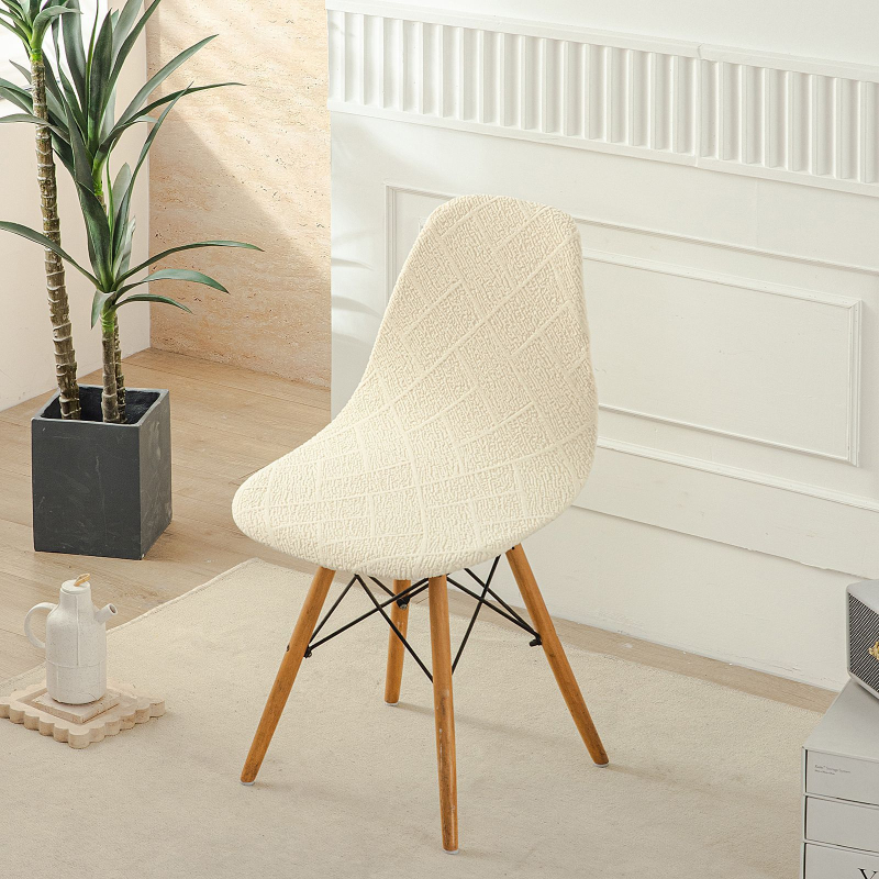 Debeli žakardni navlaka za stolicu u obliku školjke, Eames stil, kućna uporaba, geometrijski uzorak, nordijski stil, protuklizna, otporna na habanje