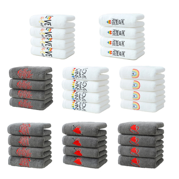 Sejas dvieļi no tīras kokvilnas ar izšuvumu, tukšā diega, plakanais šuvums, pielāgojami, ar drukātu logotipu, zīmols Zhenjian, Valentīna dienas sērija