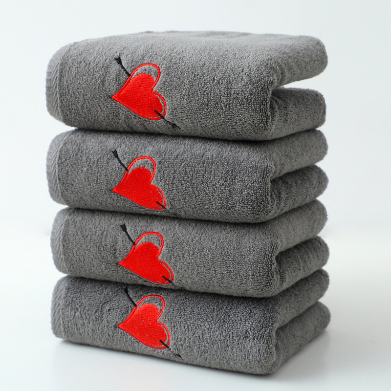 Sejas dvieļi no tīras kokvilnas ar izšuvumu, tukšā diega, plakanais šuvums, pielāgojami, ar drukātu logotipu, zīmols Zhenjian, Valentīna dienas sērija