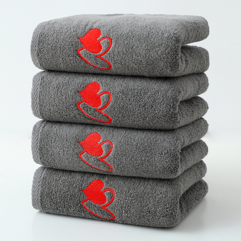 Sejas dvieļi no tīras kokvilnas ar izšuvumu, tukšā diega, plakanais šuvums, pielāgojami, ar drukātu logotipu, zīmols Zhenjian, Valentīna dienas sērija