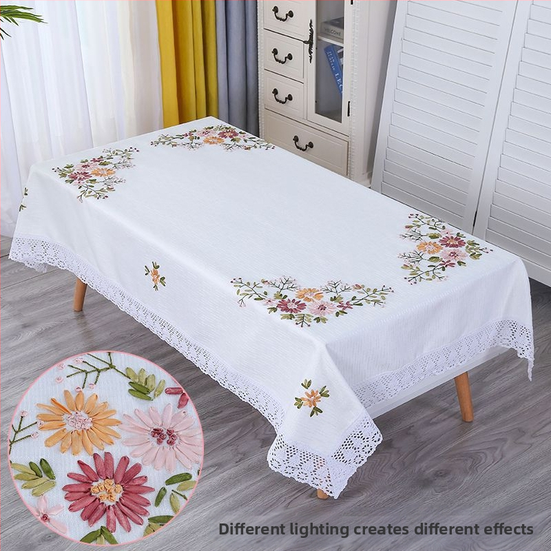 Taisnstūrveida poliester galda klājs ar augu motīvu modernā minimālisma stilā