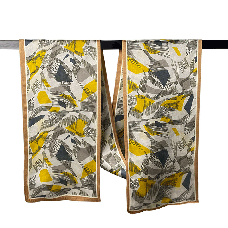 Šal od Mulberry svile s trakicom - kineski stil, umjetničko retro - glatko tkanje, tisak