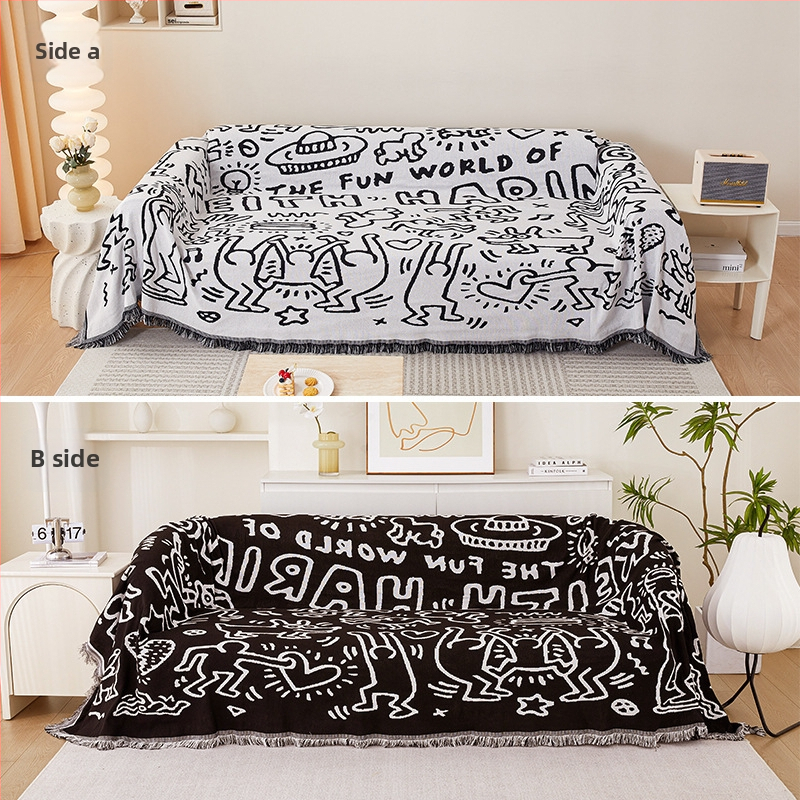 Youzhuo pamut kanapévédő háromüléseshez, absztrakt minta, modern minimalist stílus