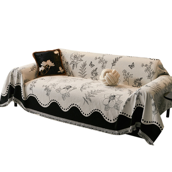 Chenille kanapéfedő - háromüléses, kétoldalas, virágos minta, sokoldalú