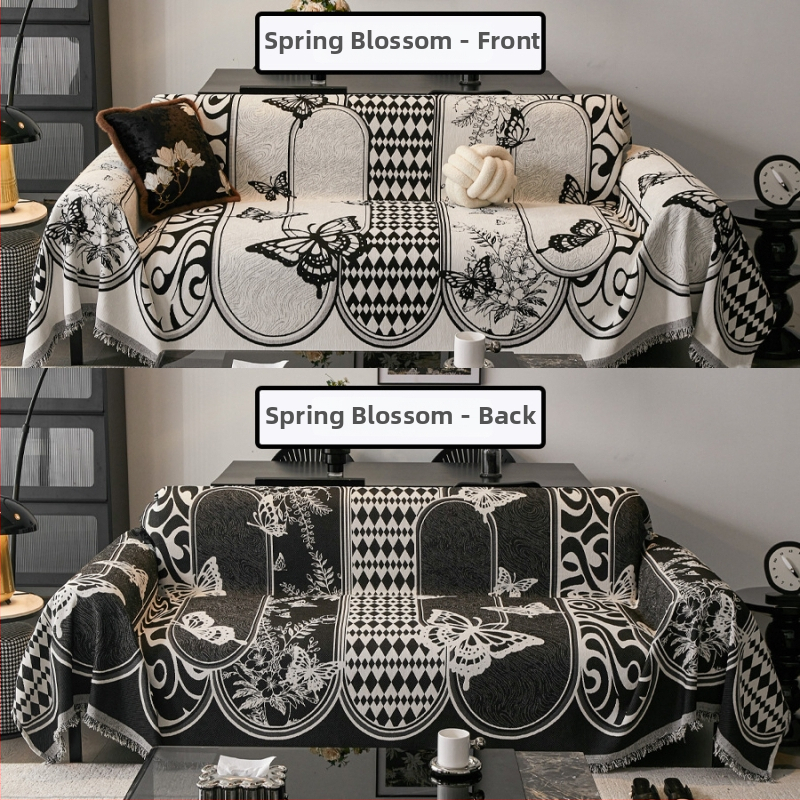 Chenille kanapéfedő - háromüléses, kétoldalas, virágos minta, sokoldalú