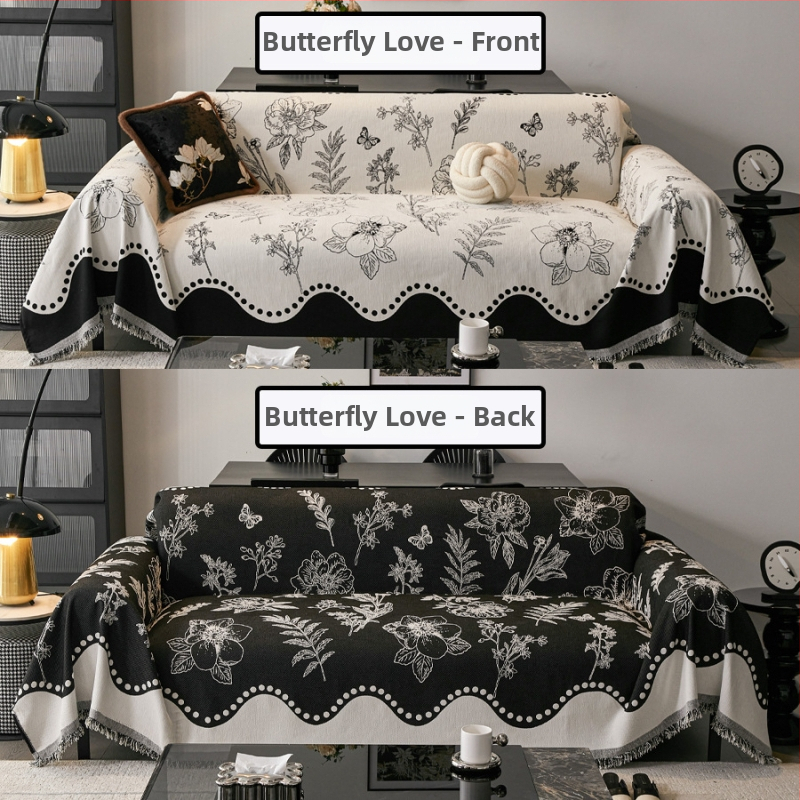 Chenille kanapéfedő - háromüléses, kétoldalas, virágos minta, sokoldalú