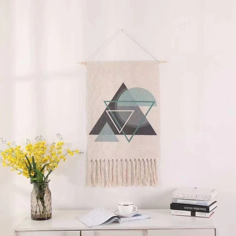 Zidni goblen od pamukovih vlakana, moderni minimalistički stil, strojno tkanje, pravokutni oblik, udio pamuka 41–50%, poliester kao sekundarni materijal