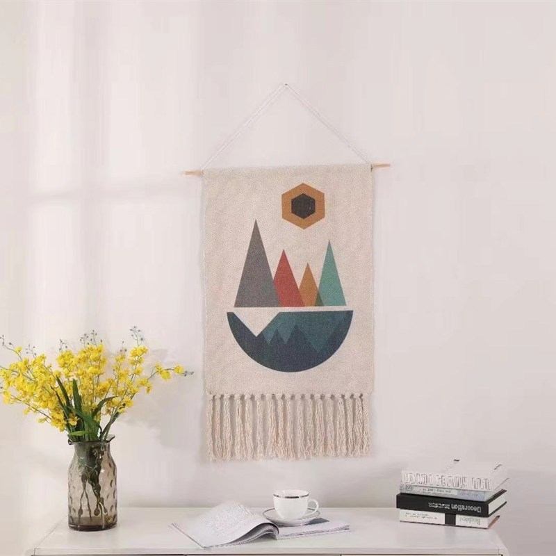 Zidni goblen od pamukovih vlakana, moderni minimalistički stil, strojno tkanje, pravokutni oblik, udio pamuka 41–50%, poliester kao sekundarni materijal