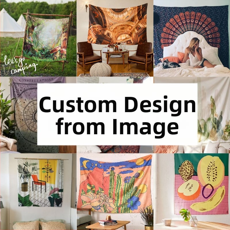 Prisitaikantis poliesterio gobelenas sienai – stačiakampis sieninis kilimas su skaitmenine termotransferinės spauda peizažo raštu, svetainei ir miegamajam