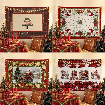 Tapiserija Kalėdinio fono, pliušinis audinys, peizažo motyvas, šiaurinis stilius, skaitmeninis šilumos perkėlimas spausdinimas