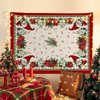 Tapiserija Kalėdinio fono, pliušinis audinys, peizažo motyvas, šiaurinis stilius, skaitmeninis šilumos perkėlimas spausdinimas