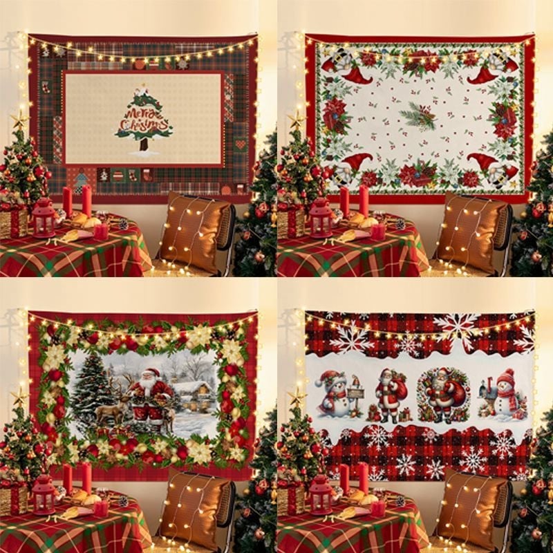 Tapiserija Kalėdinio fono, pliušinis audinys, peizažo motyvas, šiaurinis stilius, skaitmeninis šilumos perkėlimas spausdinimas