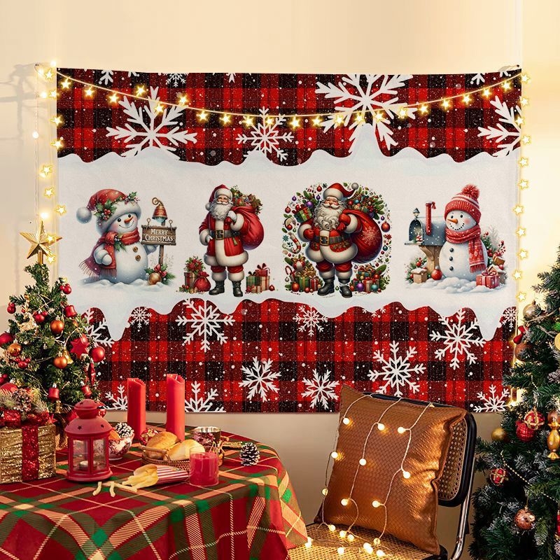 Tapiserija Kalėdinio fono, pliušinis audinys, peizažo motyvas, šiaurinis stilius, skaitmeninis šilumos perkėlimas spausdinimas