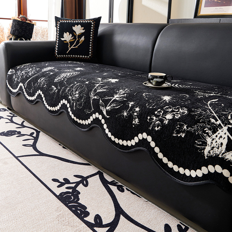 Kanapé párna, doilyszerű alak, chenille anyag, virágos mintázat, moduláris kanapéval kompatibilis, letisztult stílus