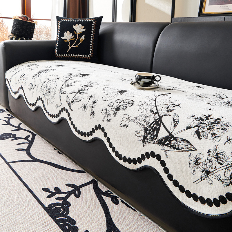 Kanapé párna, doilyszerű alak, chenille anyag, virágos mintázat, moduláris kanapéval kompatibilis, letisztult stílus