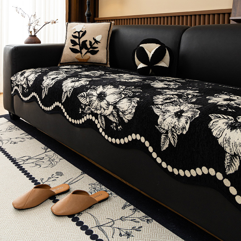 Kanapé párna, doilyszerű alak, chenille anyag, virágos mintázat, moduláris kanapéval kompatibilis, letisztult stílus