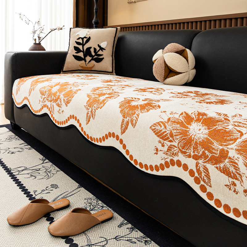 Kanapé párna, doilyszerű alak, chenille anyag, virágos mintázat, moduláris kanapéval kompatibilis, letisztult stílus