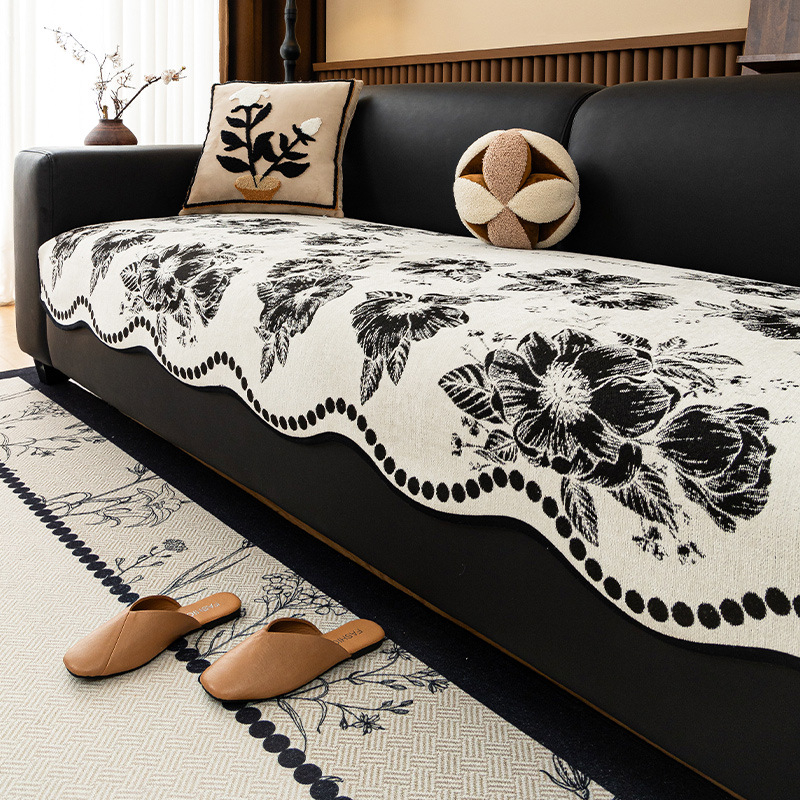 Kanapé párna, doilyszerű alak, chenille anyag, virágos mintázat, moduláris kanapéval kompatibilis, letisztult stílus