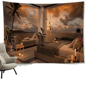 Tapiserija – Animacinių filmų nakties peizažo motyvas, 100% poliamidas, šiuolaikiškas minimalistinis stilius, galima skalbti mašinoje