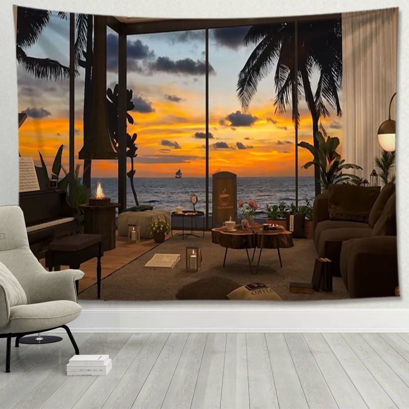 Tapiserija – Animacinių filmų nakties peizažo motyvas, 100% poliamidas, šiuolaikiškas minimalistinis stilius, galima skalbti mašinoje