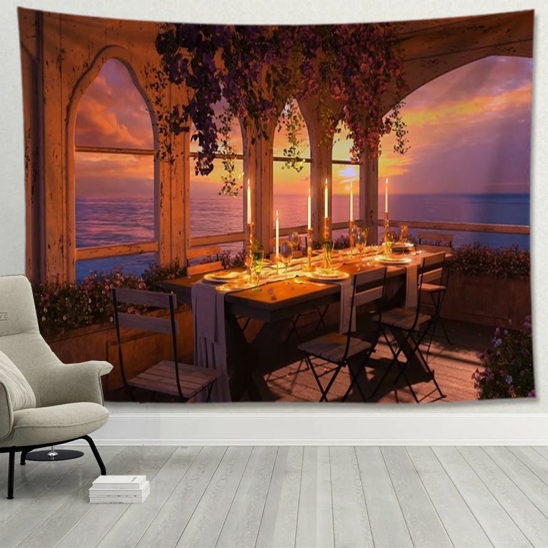 Tapiserija – Animacinių filmų nakties peizažo motyvas, 100% poliamidas, šiuolaikiškas minimalistinis stilius, galima skalbti mašinoje