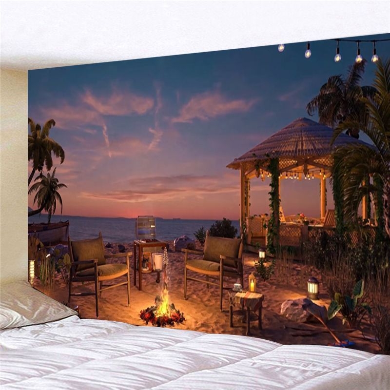 Tapiserija – Animacinių filmų nakties peizažo motyvas, 100% poliamidas, šiuolaikiškas minimalistinis stilius, galima skalbti mašinoje