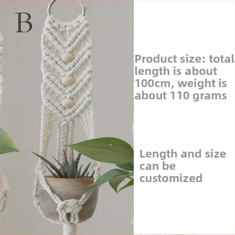 Bohemiškas rankų audimo pakabinamas krepšelis oro augalams, medvilnė, stačiakampio formos, peizažo raštas