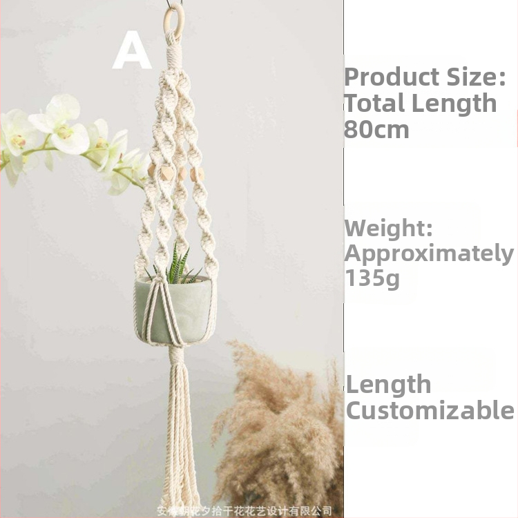 Bohemiškas rankų audimo pakabinamas krepšelis oro augalams, medvilnė, stačiakampio formos, peizažo raštas