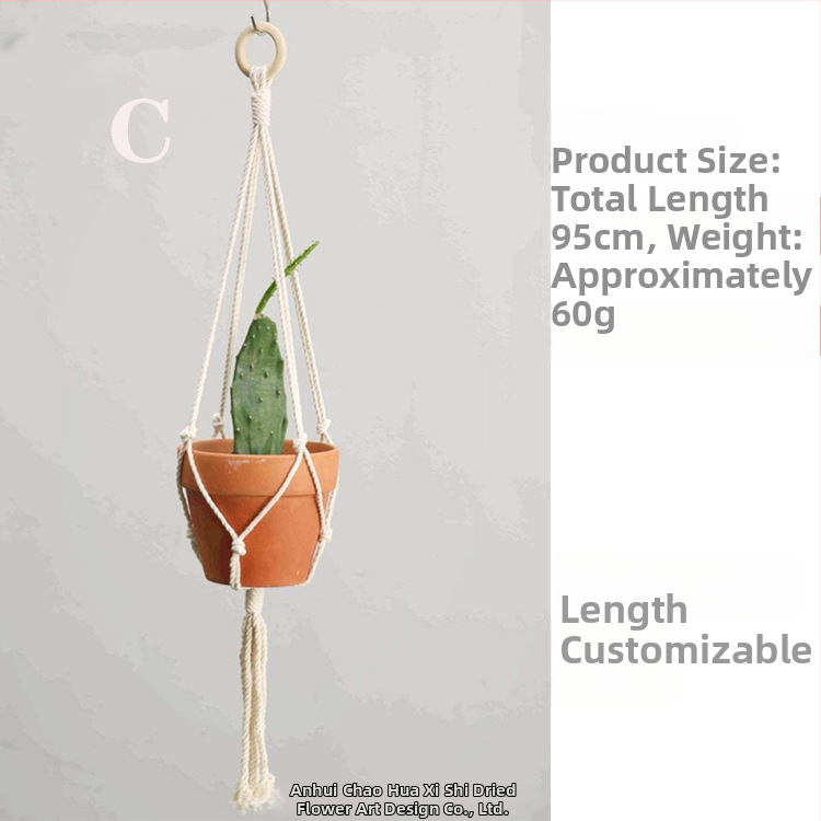 Bohemiškas rankų audimo pakabinamas krepšelis oro augalams, medvilnė, stačiakampio formos, peizažo raštas