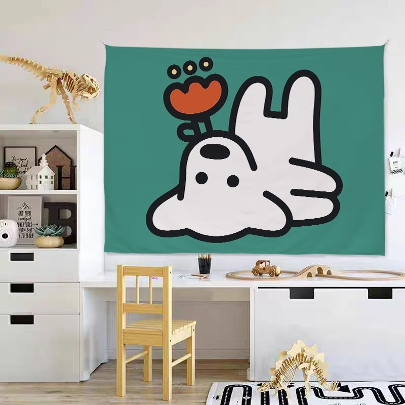 Gobelenas - pūkus poliesteris, animacinis stilius, stačiakampė forma, mašininis audimas, galima plauti mašinoje