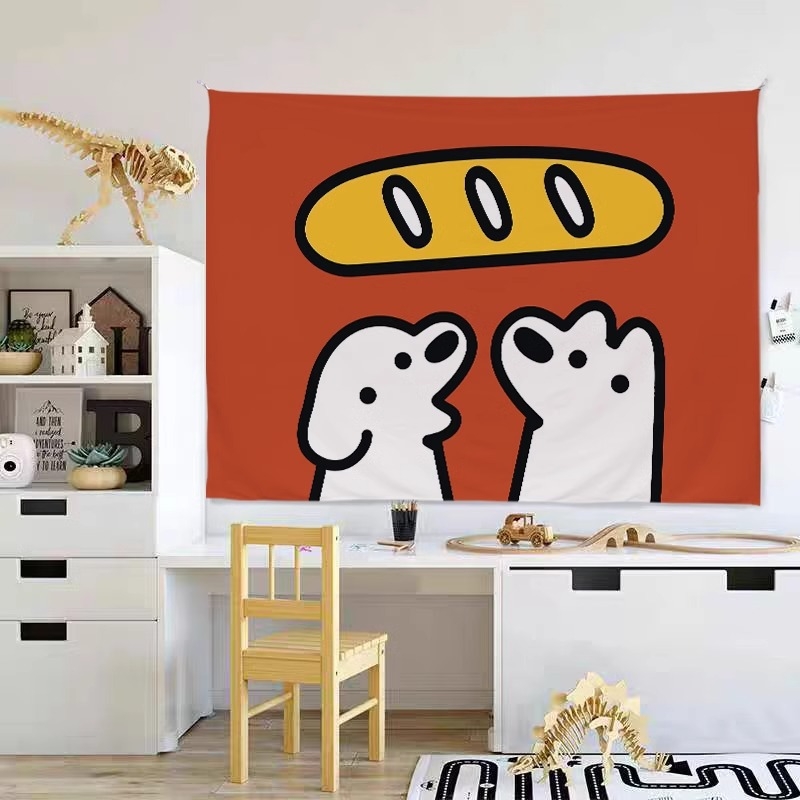 Gobelenas - pūkus poliesteris, animacinis stilius, stačiakampė forma, mašininis audimas, galima plauti mašinoje