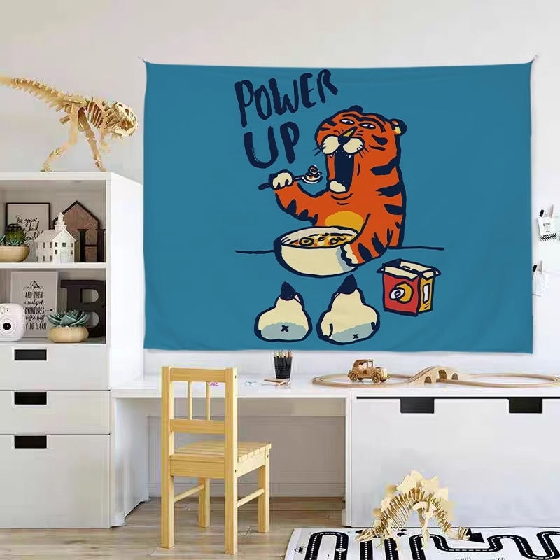 Gobelenas - pūkus poliesteris, animacinis stilius, stačiakampė forma, mašininis audimas, galima plauti mašinoje