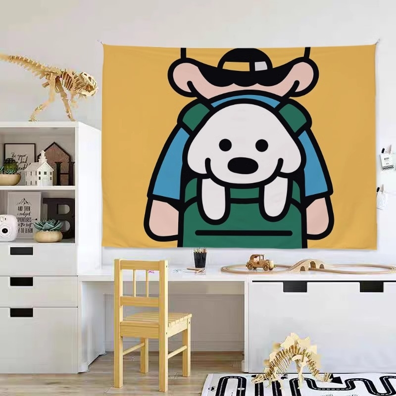 Gobelenas - pūkus poliesteris, animacinis stilius, stačiakampė forma, mašininis audimas, galima plauti mašinoje