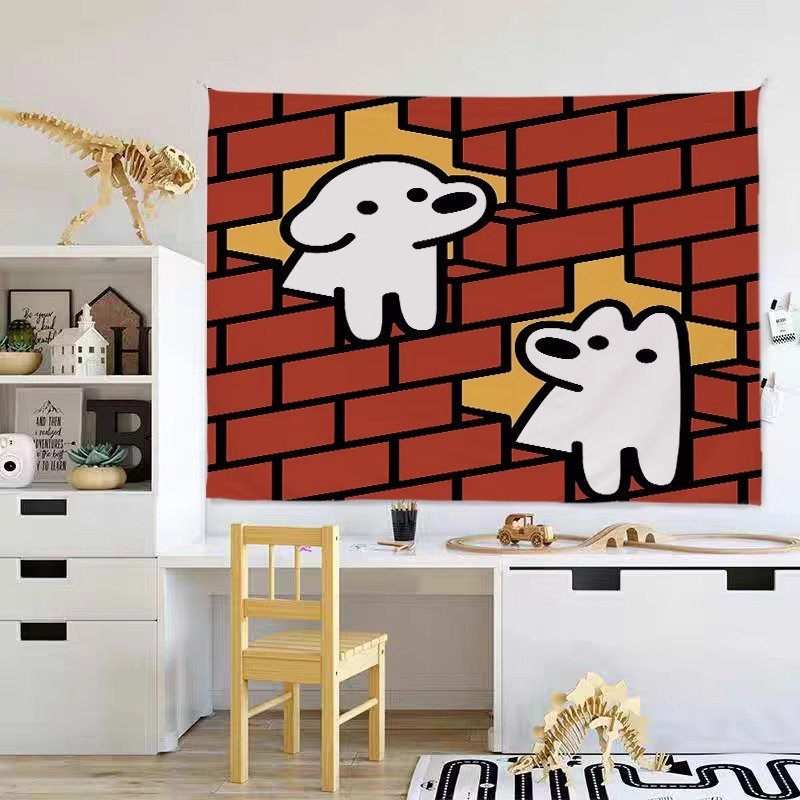 Gobelenas - pūkus poliesteris, animacinis stilius, stačiakampė forma, mašininis audimas, galima plauti mašinoje