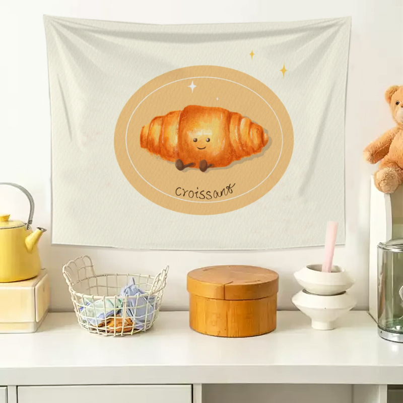 Sieninis gobelenas - duonos kepimo tema, plišinis audinys, pagrindinis audinio turinys: 91-100% poliesteris, skaitmeninis termotransferis, forma: stačiakampė, raštas: figura