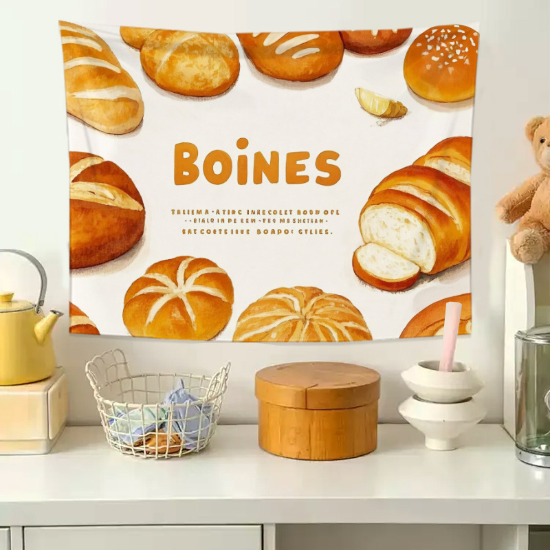 Sieninis gobelenas - duonos kepimo tema, plišinis audinys, pagrindinis audinio turinys: 91-100% poliesteris, skaitmeninis termotransferis, forma: stačiakampė, raštas: figura