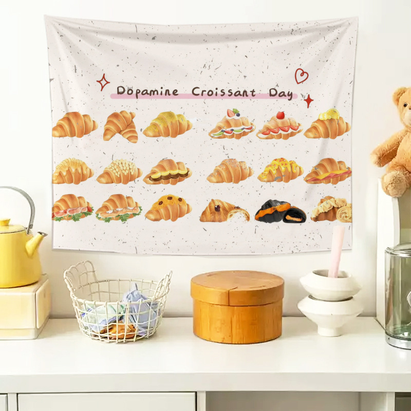 Sieninis gobelenas - duonos kepimo tema, plišinis audinys, pagrindinis audinio turinys: 91-100% poliesteris, skaitmeninis termotransferis, forma: stačiakampė, raštas: figura