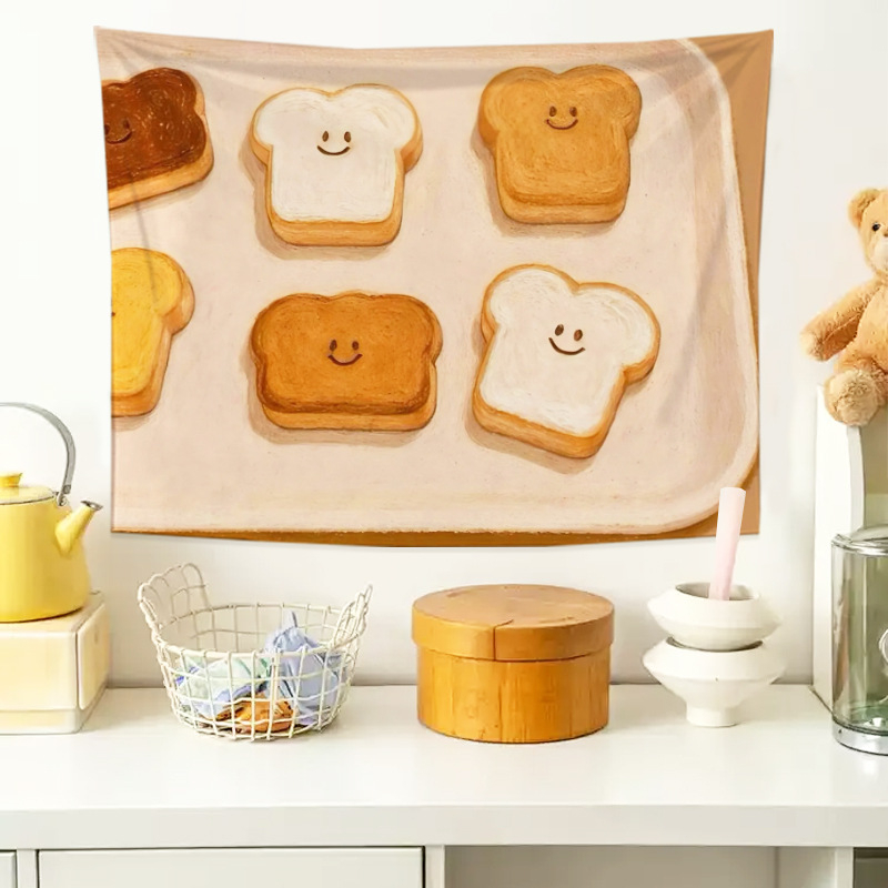 Sieninis gobelenas - duonos kepimo tema, plišinis audinys, pagrindinis audinio turinys: 91-100% poliesteris, skaitmeninis termotransferis, forma: stačiakampė, raštas: figura