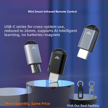 Mini infraskanais raidītājs viedtālruņiem ar lietotnes vadību – saskarne Lightning/Type-C/USB-C; darbības diapazons 8–15 m; materiāls: alumīnija sakausējums/PC/PVC mīksts silikons; IR raidītājs