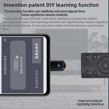 Mini infraskanais raidītājs viedtālruņiem ar lietotnes vadību – saskarne Lightning/Type-C/USB-C; darbības diapazons 8–15 m; materiāls: alumīnija sakausējums/PC/PVC mīksts silikons; IR raidītājs