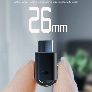 Mini infraskanais raidītājs viedtālruņiem ar lietotnes vadību – saskarne Lightning/Type-C/USB-C; darbības diapazons 8–15 m; materiāls: alumīnija sakausējums/PC/PVC mīksts silikons; IR raidītājs