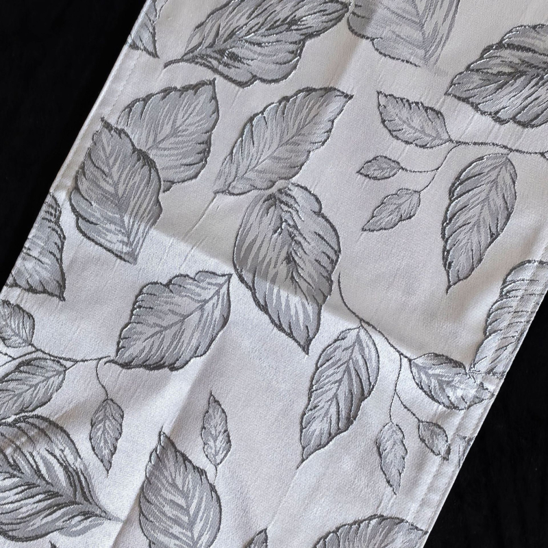 Zastavica za stol – dvostruko složni jacquard stolni runner s resicama, novi kineski stil, 100% poliester, cvjetni/travi/listovi uzorak