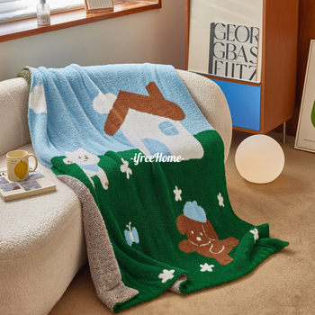Megztas animacinis pledas – INS stiliaus, miegamajam ir biurui, fleece pledas