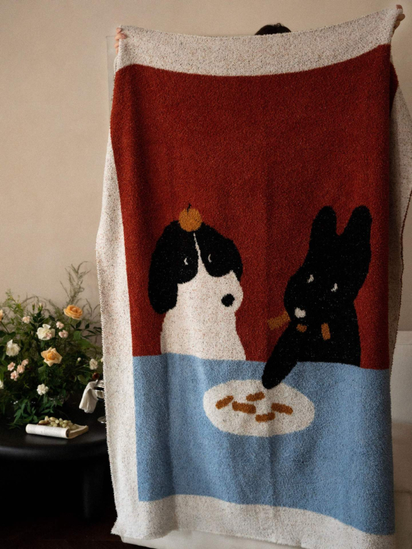 Megztas animacinis pledas – INS stiliaus, miegamajam ir biurui, fleece pledas