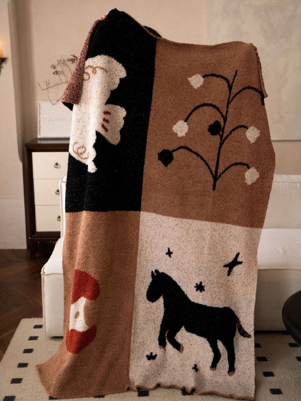 Megztas animacinis pledas – INS stiliaus, miegamajam ir biurui, fleece pledas