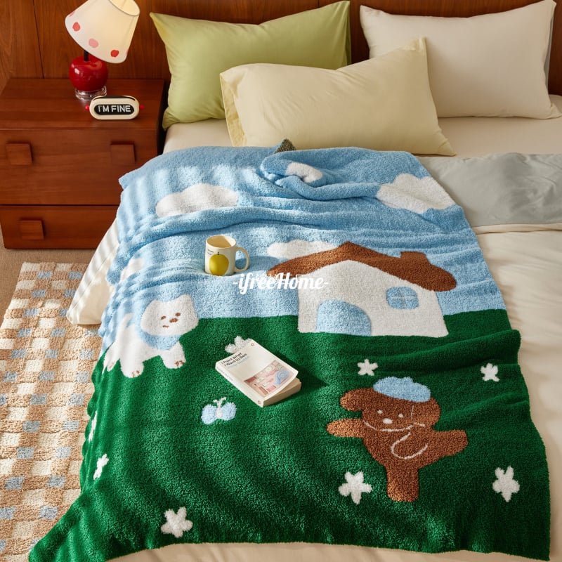 Megztas animacinis pledas – INS stiliaus, miegamajam ir biurui, fleece pledas